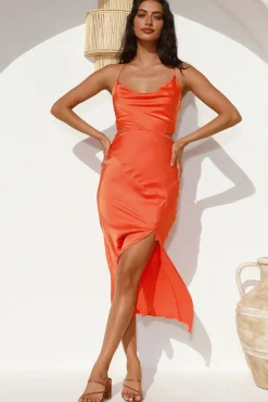 Mystery Lady Midi Dress Orange