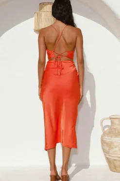 Mystery Lady Midi Dress Orange