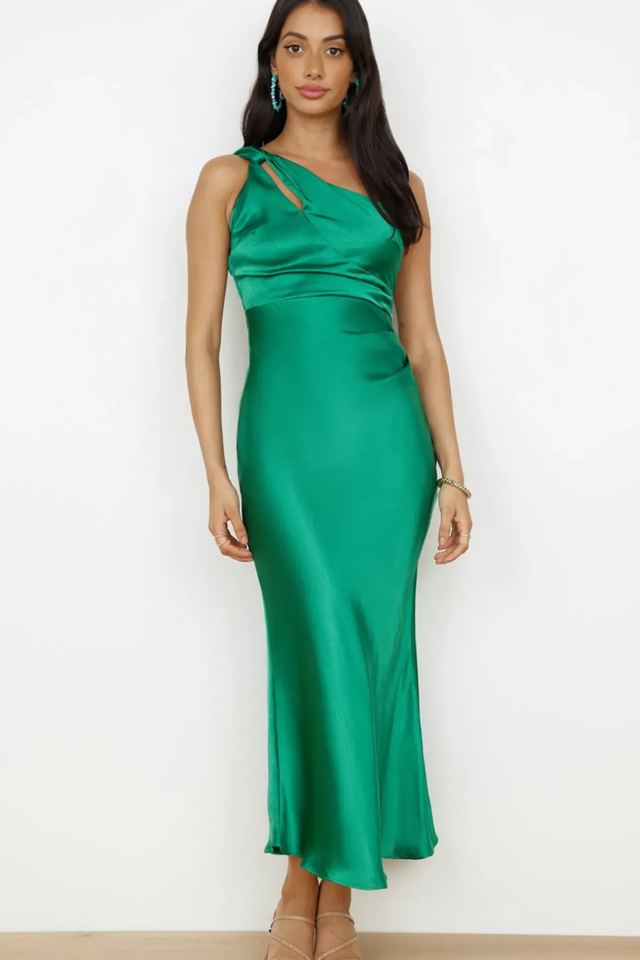 My Type One Shoulder Maxi Dress Green