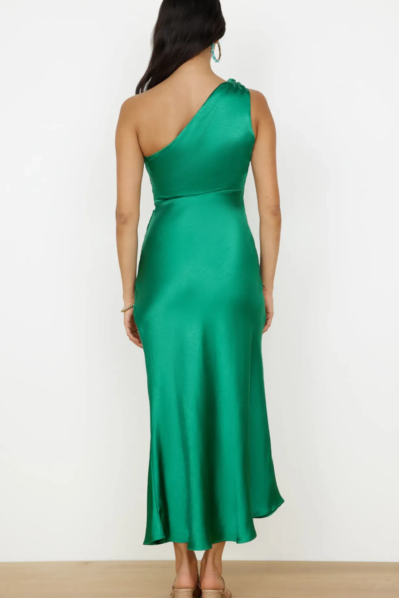 My Type One Shoulder Maxi Dress Green