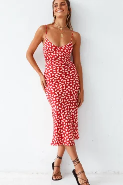 Next Flight Home Midi Dress Red