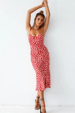 Next Flight Home Midi Dress Red