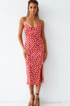 Next Flight Home Midi Dress Red