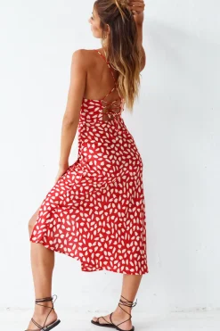 Next Flight Home Midi Dress Red