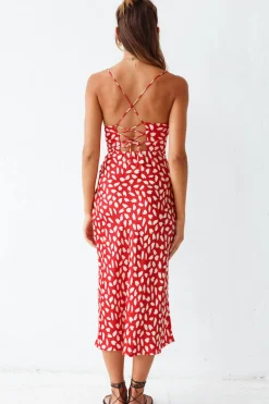 Next Flight Home Midi Dress Red