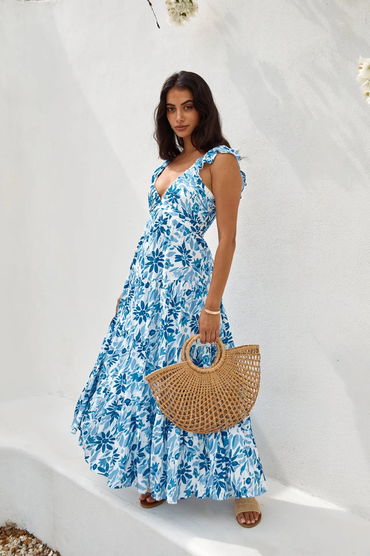 Nightfall Blooms Maxi Dress Blue