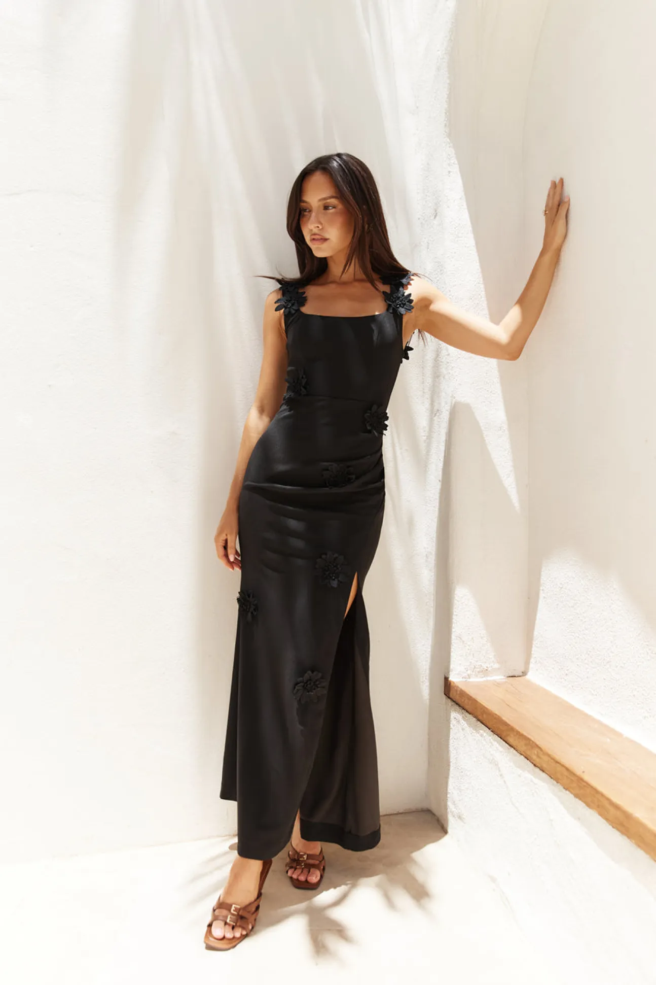 Noir Blossom Maxi Dress Black