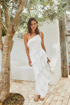Ocean Melody Midi Dress White