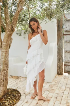 Ocean Melody Midi Dress White