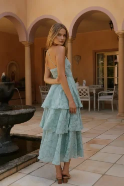Ocean Nights One-Shoulder Maxi Dress Sage