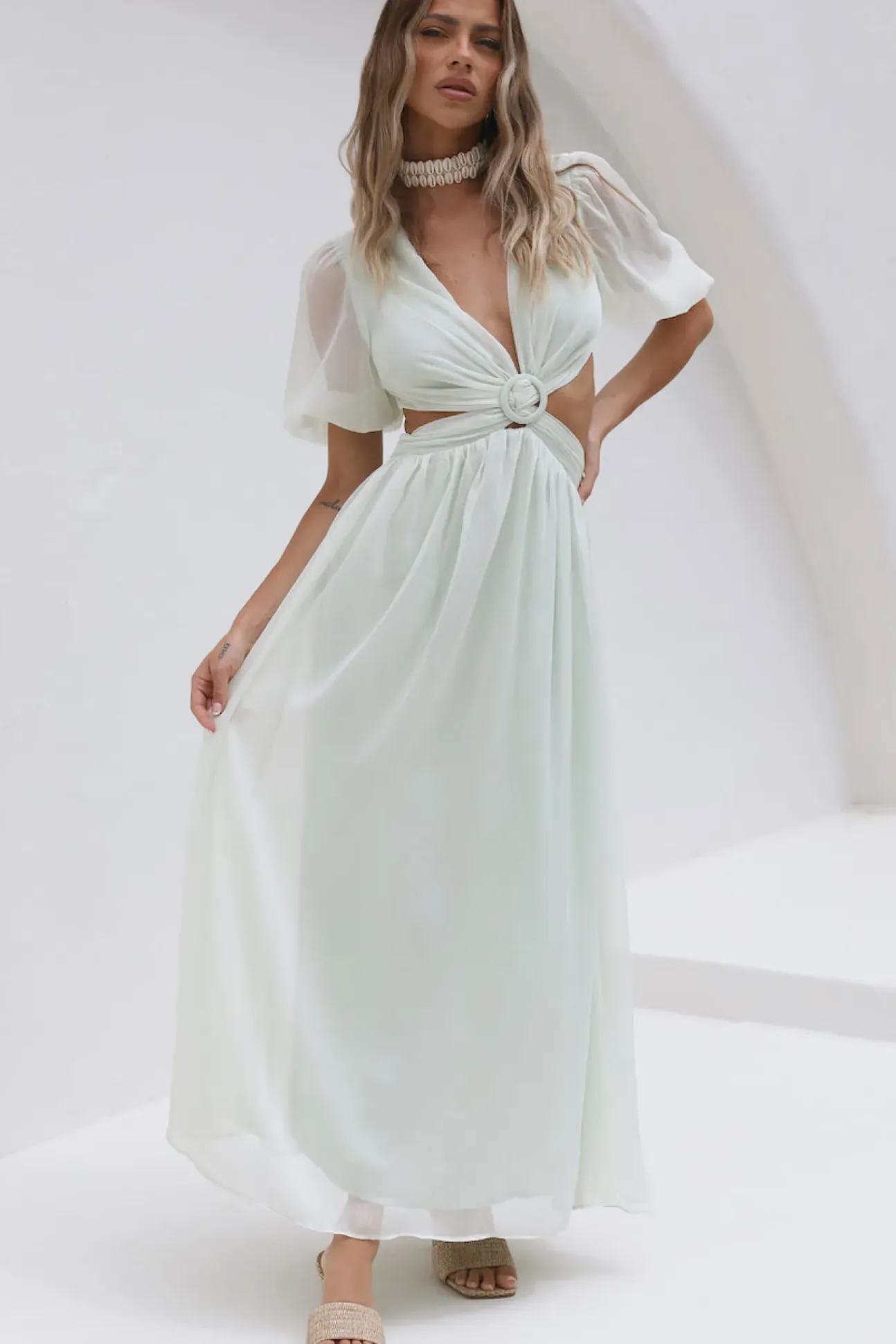 Ocean Ripples Maxi Dress Green