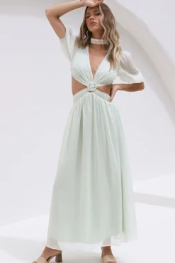 Ocean Ripples Maxi Dress Green