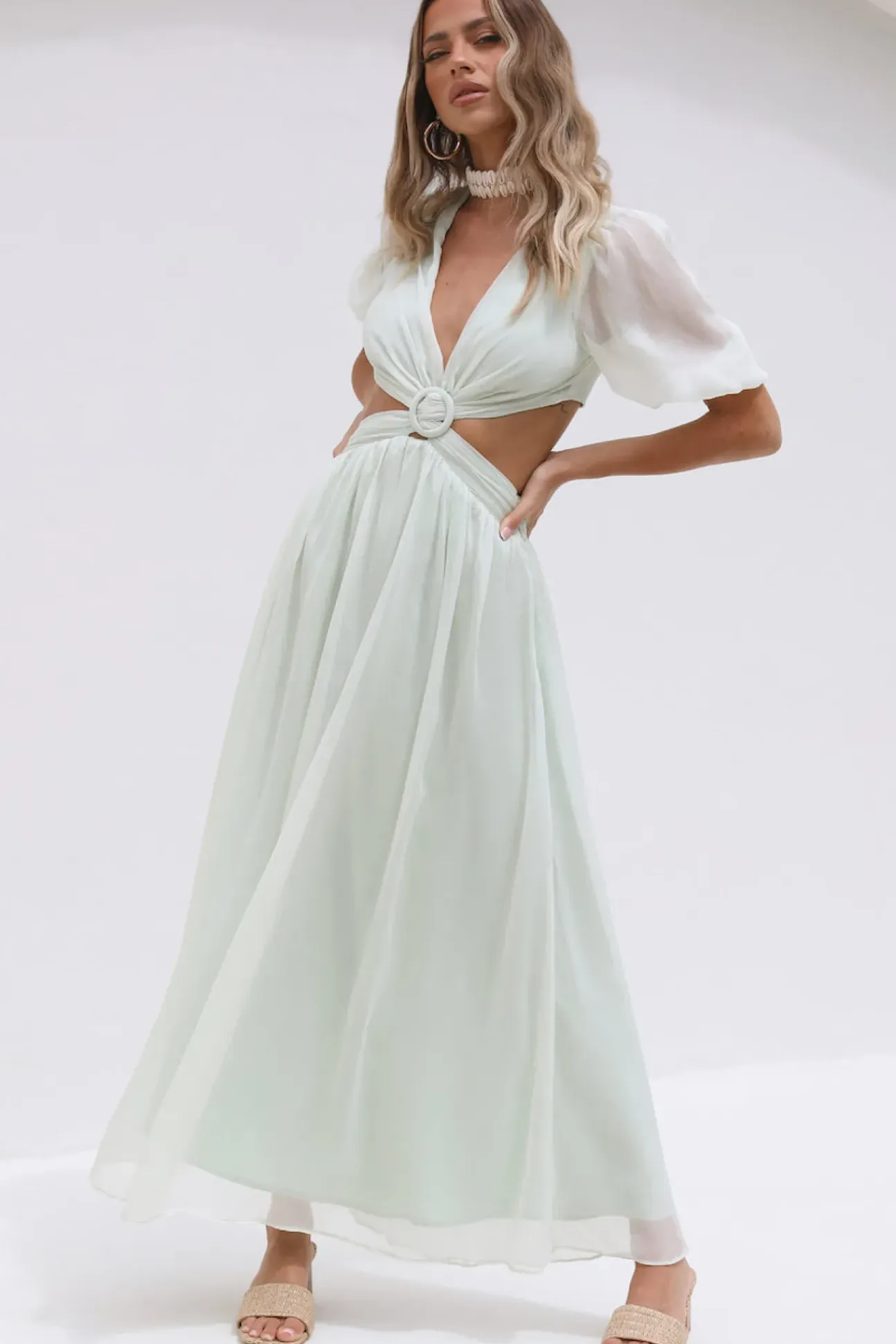 Ocean Ripples Maxi Dress Green