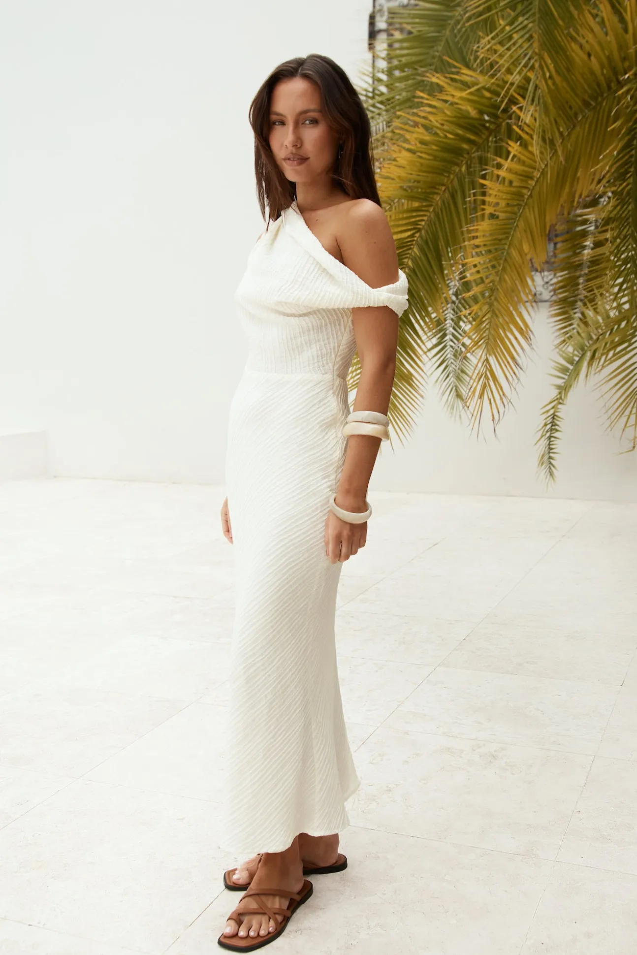 One For You Off Shoulder Maxi Dress Cream