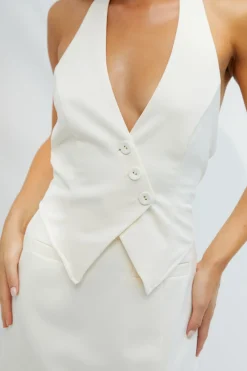 Opal Moss Halter Vest Cream
