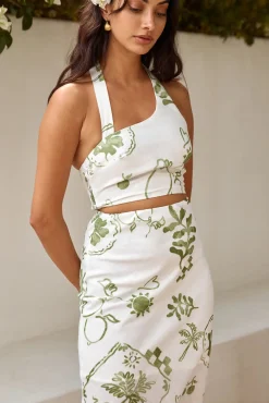 Over The Hedges Halter Crop Top Green