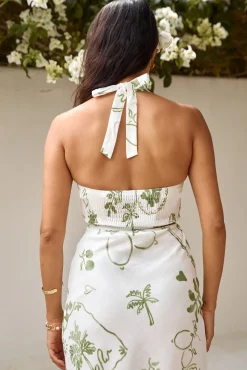 Over The Hedges Halter Crop Top Green