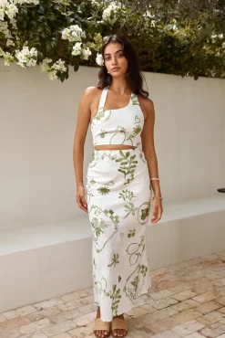 Over The Hedges Halter Crop Top Green
