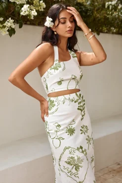 Over The Hedges Halter Crop Top Green