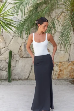 Palm Tree Paradise Maxi Skirt Black