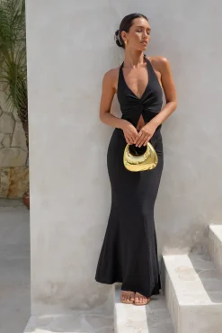 Palm Tree Paradise Maxi Skirt Black