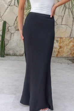 Palm Tree Paradise Maxi Skirt Black