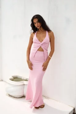 Palm Tree Paradise Maxi Skirt Pink