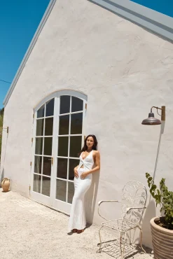 Palm Tree Paradise Maxi Skirt White