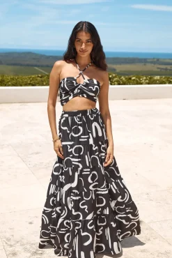 Panoramic Views Maxi Skirt Black