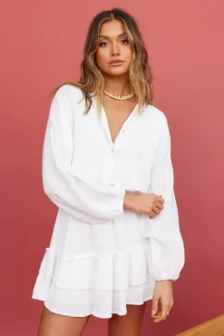 Peach Sunsets Dress White