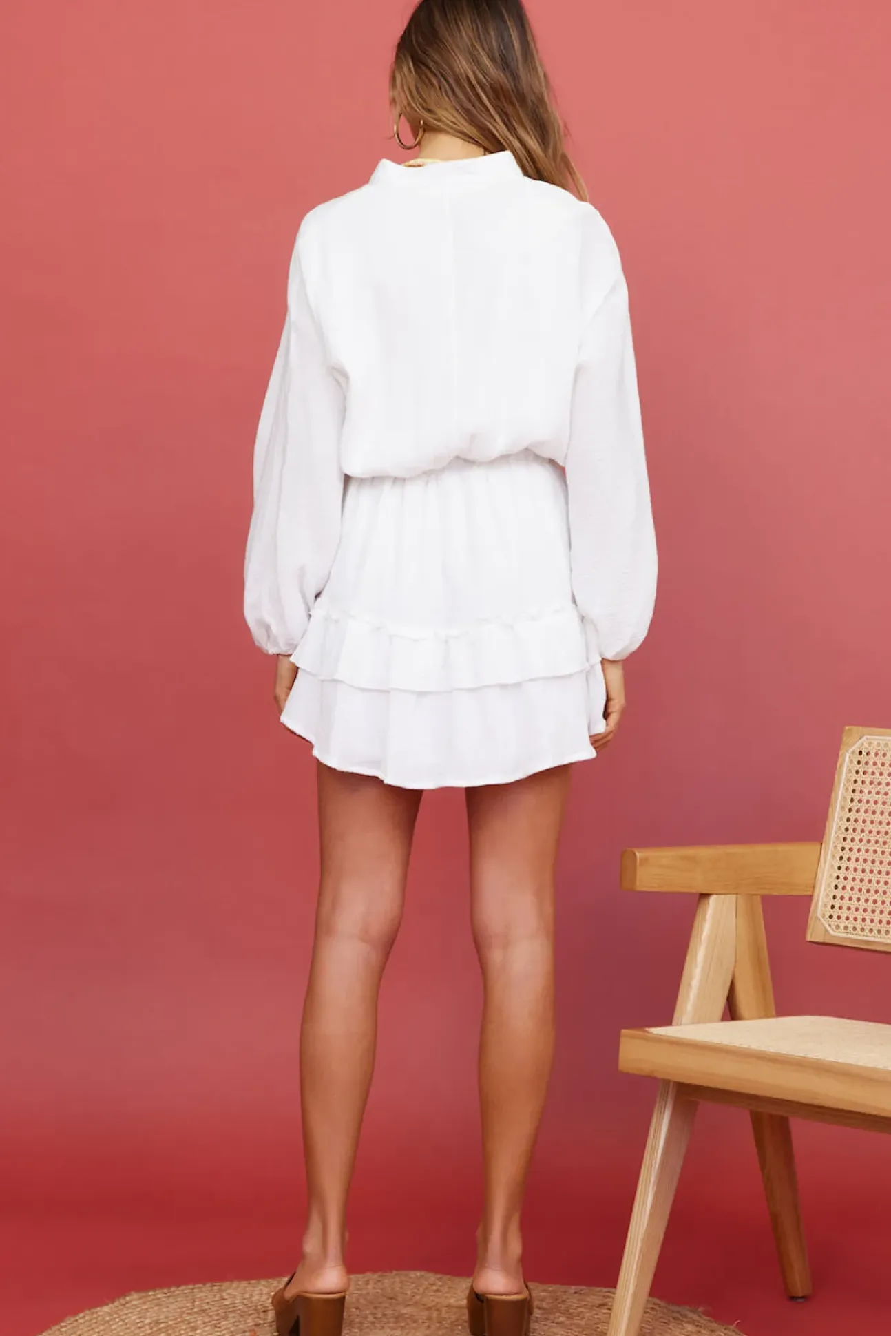 Peach Sunsets Dress White