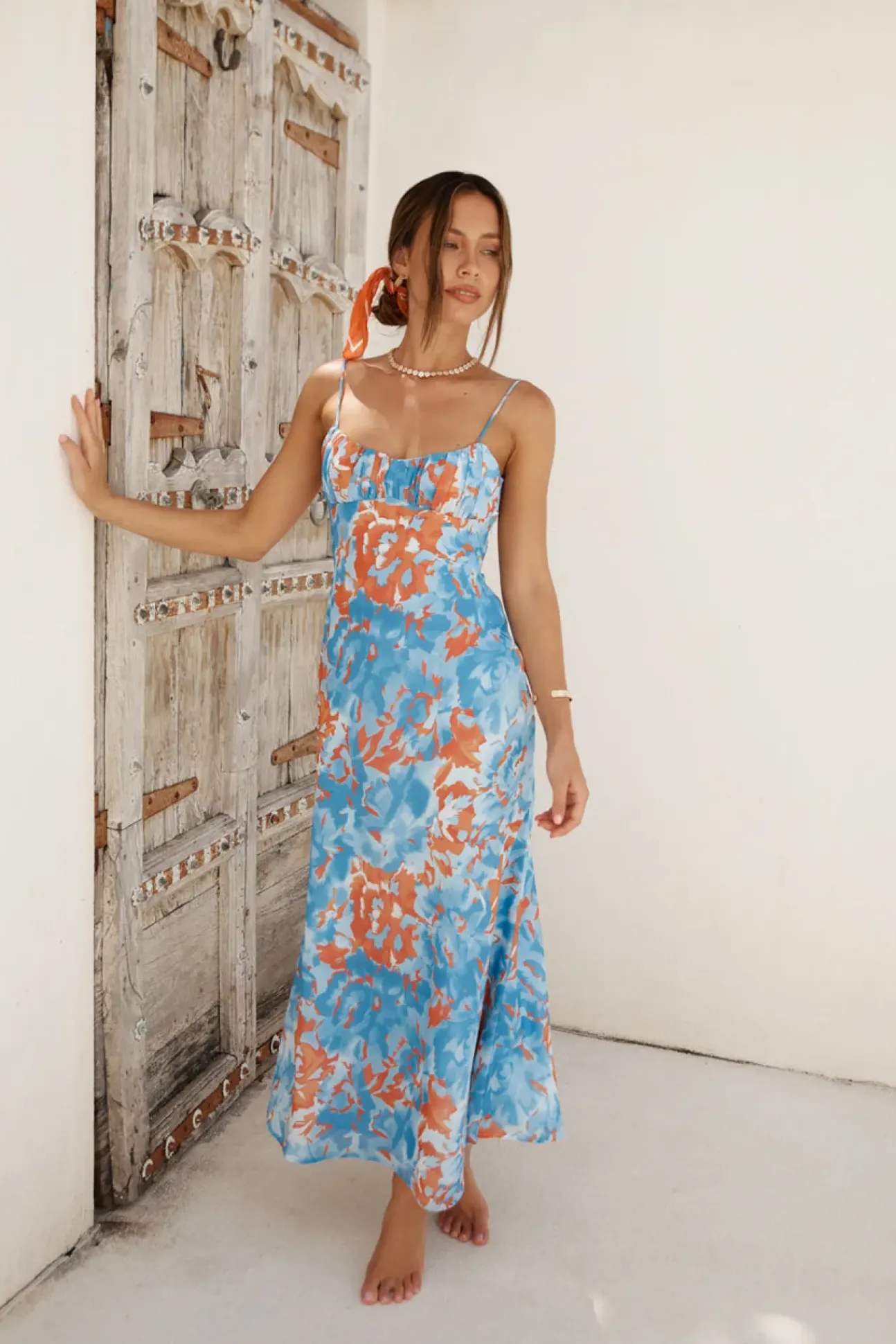 Peony Pillow Maxi Dress Blue