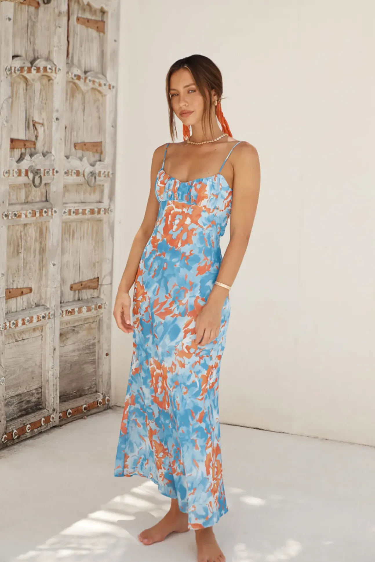 Peony Pillow Maxi Dress Blue