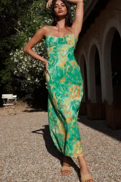 Peony Pillow Maxi Dress Green