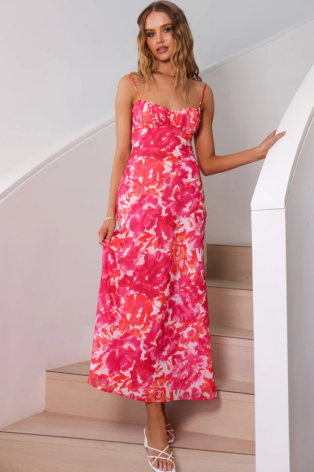 Peony Pillow Maxi Dress Pink