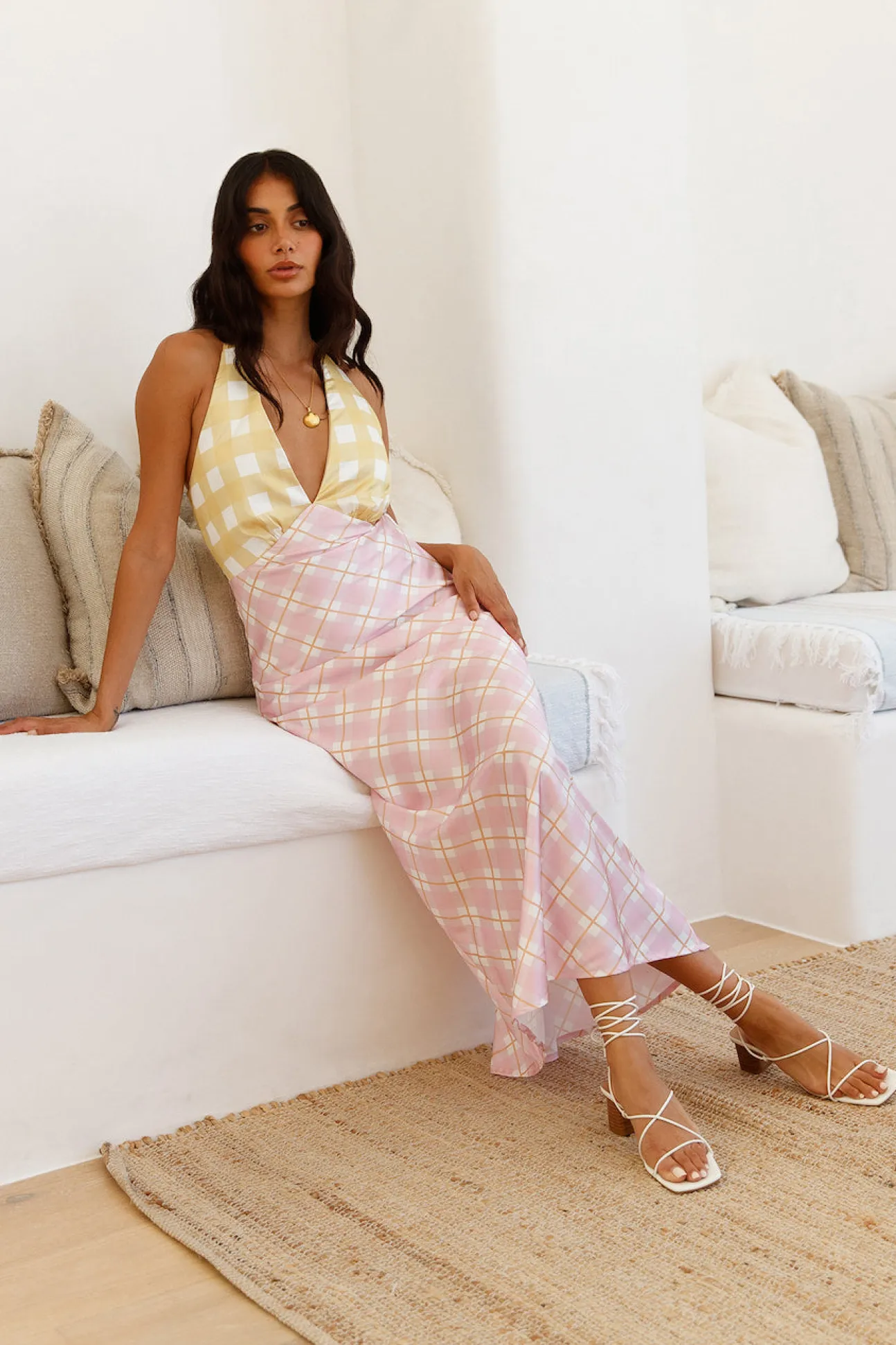 Picnic Date Satin Maxi Dress Pink