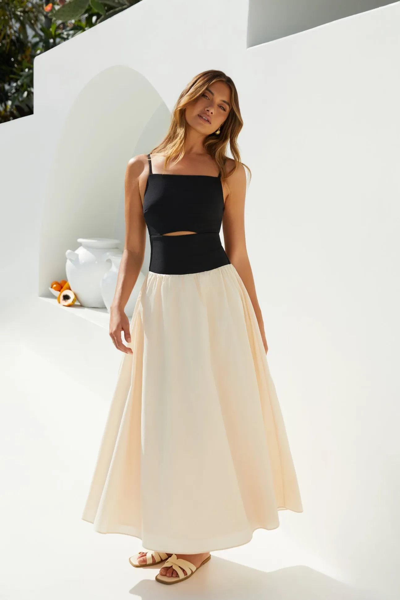 Pippa Maxi Dress Cream Black