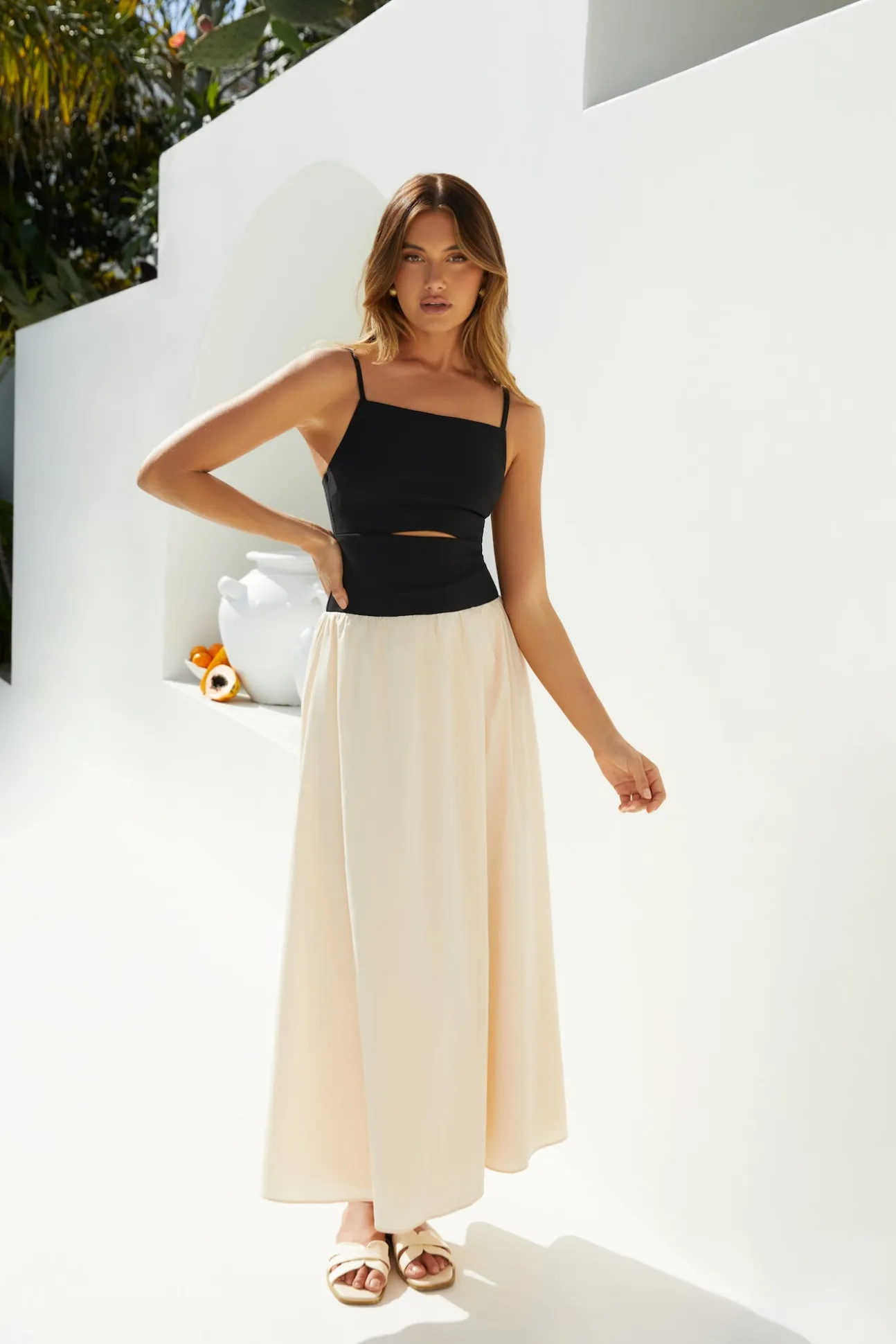 Pippa Maxi Dress Cream Black