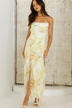Poetic Charm Midi Dress Yellow