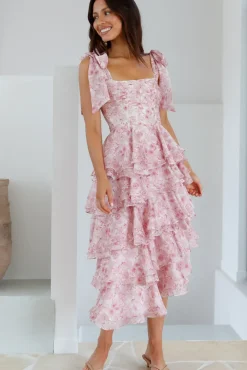 Poetry At Dawn Midi Dress Pink