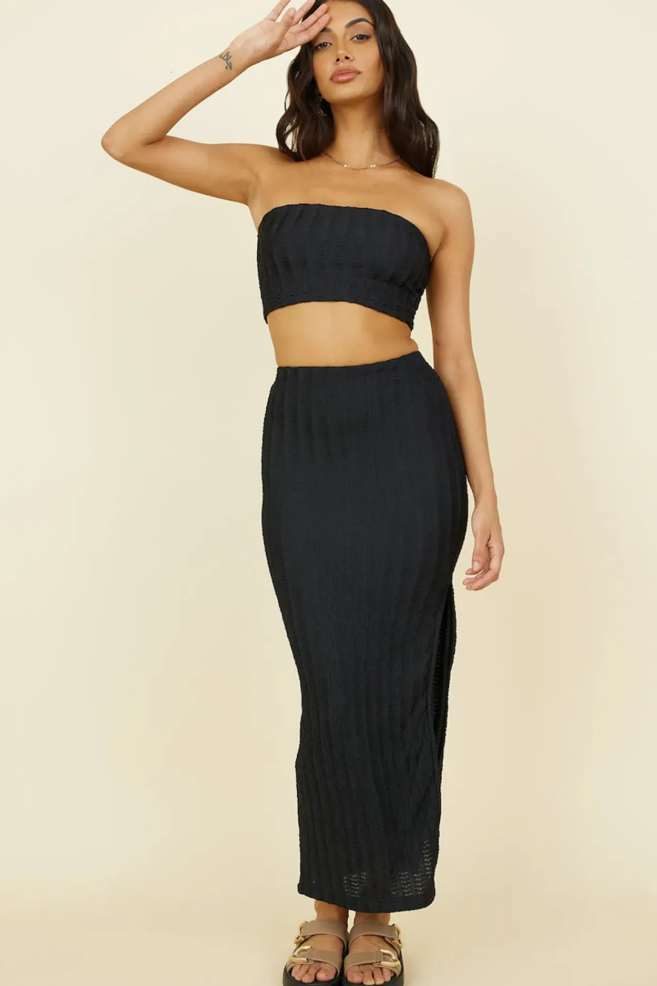 Poolside Adventure Crop Top Black