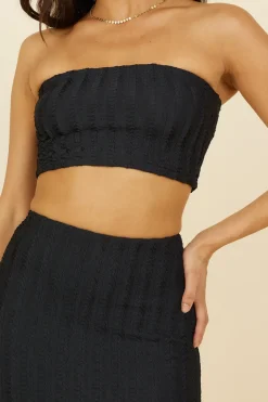 Poolside Adventure Crop Top Black