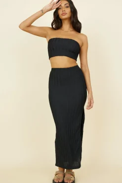 Poolside Adventure Maxi Skirt Black