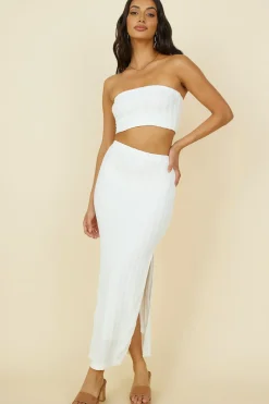 Poolside Adventure Maxi Skirt White
