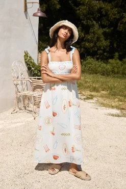 Provence Escape Linen Maxi Dress Multi