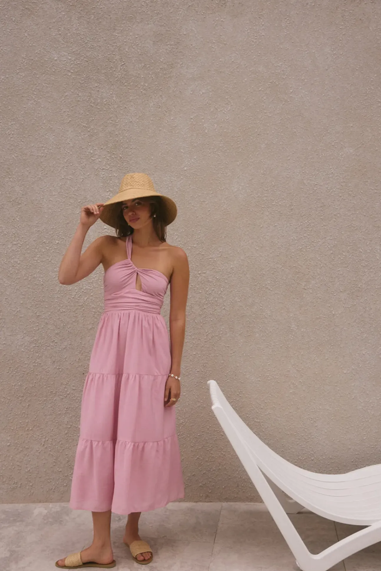 Pure Satisfaction One Shoulder Maxi Dress Pink