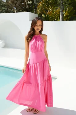 Radiant Petals Maxi Dress in Pink