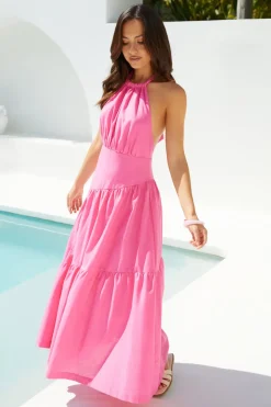 Radiant Petals Maxi Dress in Pink