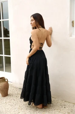 Renaissance Art Maxi Dress Black