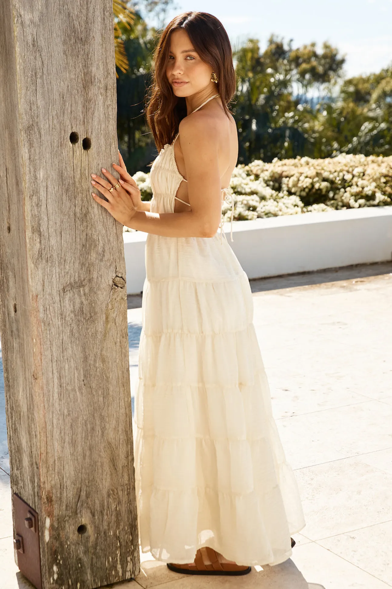 Renaissance Art Maxi Dress Cream